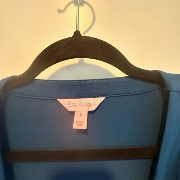 Lilly Pulitzer Navy Blue Long Sleeve Wrap Dress – Size Large - Picture 3 of 8